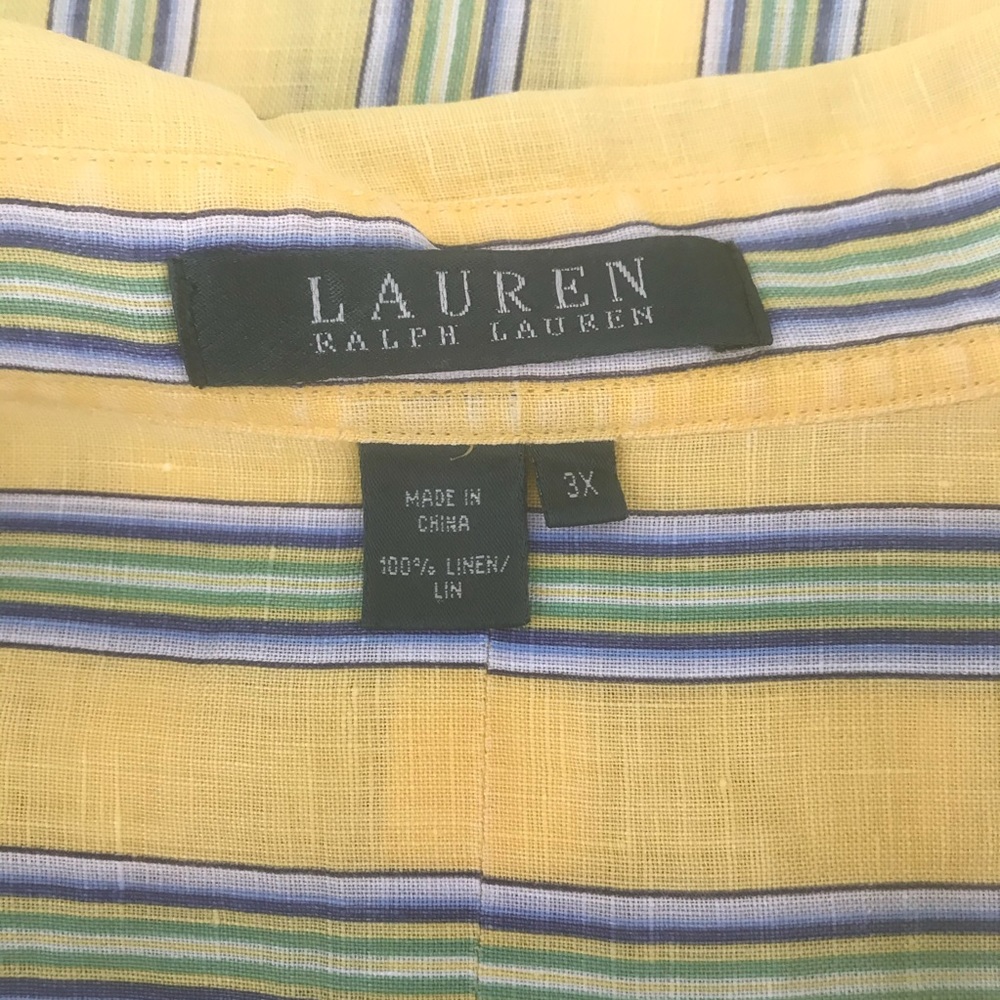 Lauren Ralph Lauren Linen Striped Buttoned Shirt - Picture 5 of 7